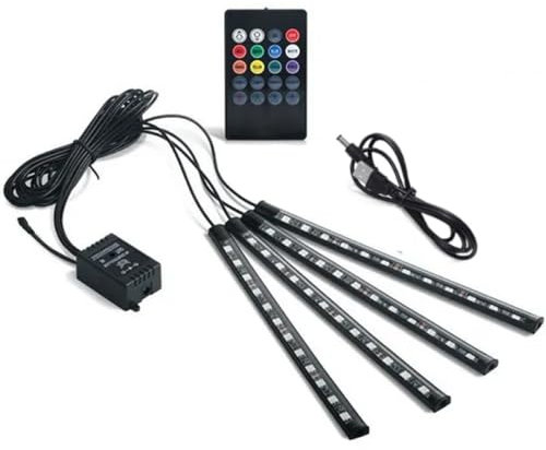 AutoGadgets24® Ambientebeleuchtung für Fahrzeug | LED Innenraumbeleuchtung, Auto Füße Licht für stilvolle Deko, Zubehör | USB Anschluss