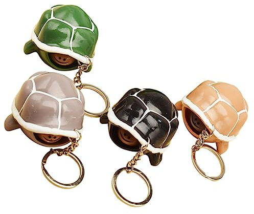 KONTONTY 4 Stück Schildkröten Zappel Quetschspielzeug Schlüsselanhänger Kleines Fidget Ebene Aus Weichem Material Bunter Stressabbau Anhänger Für Kinder Und Partygeschenke