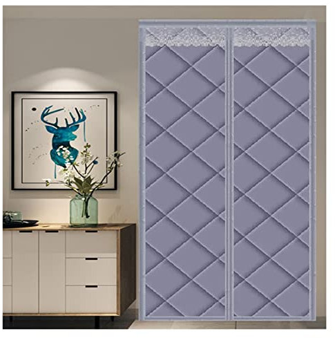 DTVEW Rideau de Porte Épaississant d'hiver en Coton Magnétique Coupe-Vent Imperméable Insonorisation Store Occultant Thermique pour Portes Extérieures (180x250cm/71x98in)