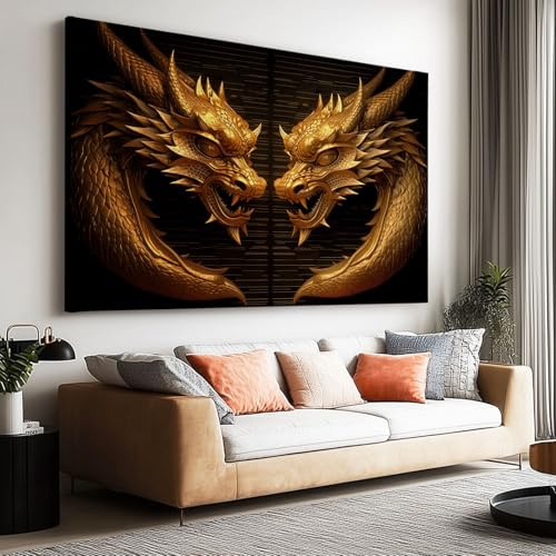 Generisch Rahmenlose Malerei Surrealismus Poster Dunkler Fantasy Drache Bild Malerei Leinwand Drucken Wandkunst, Moderne Wandkunst für Home Room 70 x 50 cm (L x B) Wand Dekoratives Bild