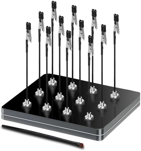 Third Hand Soldering, 12 x Soldering Aid with Crocodile Clips and Magnetic Base, Includes 1 Brush, Non-Slip Design and Flexible, Ideal for Soldering Aid, Board Holder and Model Making Accessories