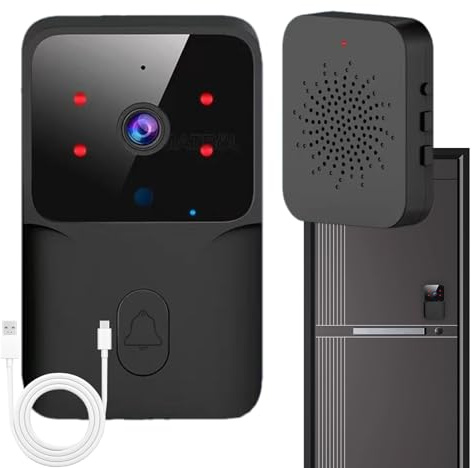 Doorbell Videokamera – Smart WiFi Doorbell, kabellose Sicherheit | HD-Videokamera mit Bewegungsalarm, Zwei-Wege-Gespräch, Fernzugriff, Vision, Klingel