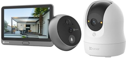 EZVIZ Pacchetto composto da Campanello Digitale con Schermo Tattile a Colori e Telecamera WiFi Interno C6N G1 4K