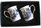 Blue Willow Mugs Gift Set 2 x Bone China Blue Willow Mugs in Black Gift Tray