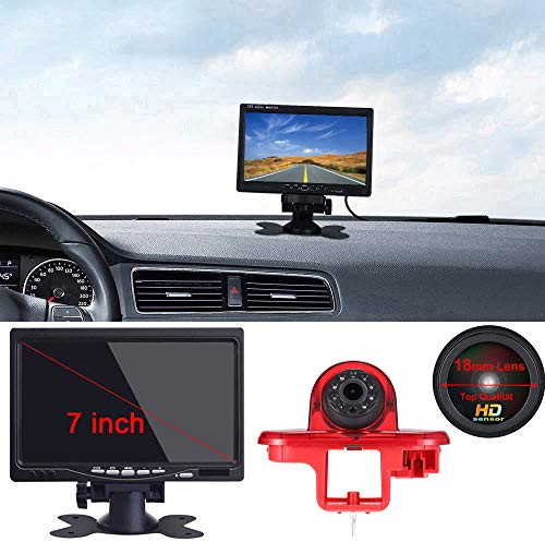 im 3.Bremslicht Bremsleuchte Rückfahrkamera Rückfahrsystem+7 LCD TFT Monitor Ersatz für Opel Vivaro surf Concept/Life 2017/Combo/Vauxhall/Trafic/FIAT Talento/Nissan Primastar