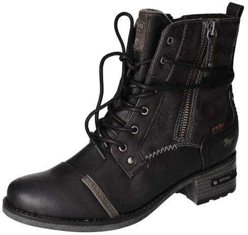 MUSTANG Damenschuhe Schnürstiefelette Schwarz Freizeit, Schuhgröße:38 EU