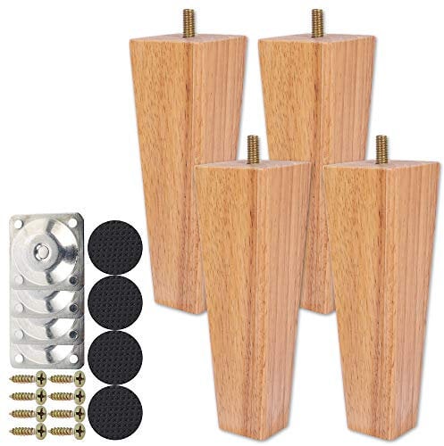 Keyohome 4PCS Height Sofa Legs Wooden Furniture Legs Replacement Armchair Cabinet Feet Wood Cabinets Legs Straight Wood Color for Couch Ottoman Dresser (15cm) …