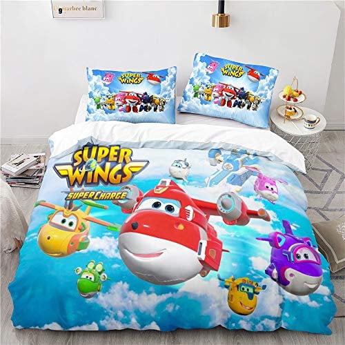NICHIYOBI super Wings Bettbezug Bettwäsche Set - Bettbezug und Kissenbezug,Mikrofaser,3D Digital Print dreiteiliger Bettwäsche (13,Single 135x200cm)