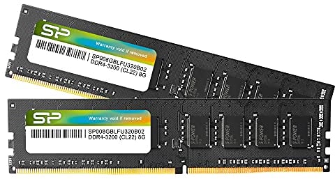 Silicon Power SP016GBLFU320B22 - Kit di memoria DDR4 da 16 GB (2 x 8 GB) 3200 MHz (PC4-25600) CL22 UDIMM 288 pin