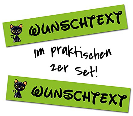 2er Set Tier Aufkleber selbst gestalten mit Wunschname Wunschtext für Tiernapf Fressnapf Futterschüssel Namensaufkleber Sticker für Haustier (Katze 3)