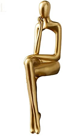 Abstrakte Denker Statue Moderne Harzfiguren Handwerk Kunst Hand für Home Office Bücherregal Desktop Fotografie Dekoration,Gold,D