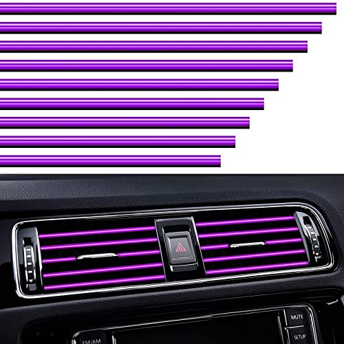 VICDUEKG 10 Stück Auto Lüftungsschlitz Dekoration, 20cm Auto Styling Zierleisten DIY Lüftungsgitter Innenausstattung Streifen, Auto Zubehör Innenraum für die Meisten Lüftungsschlitze (Violett)