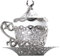Alisveristime 1 taza de café turco, diseño tradicional con diseño de media luna, taza de porcelana y platillo para café turco, griego, árabe y espresso (Gelincik) (plata)