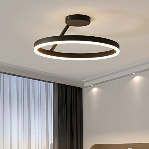 minifair Moderne LED-Restaurant-Deckenleuchte, nordischer Designer, einfacher Einzelkreis, schwarze Unterputz-Deckenleuchte, Schlafzimmer, Küche, Heimbeleuchtung