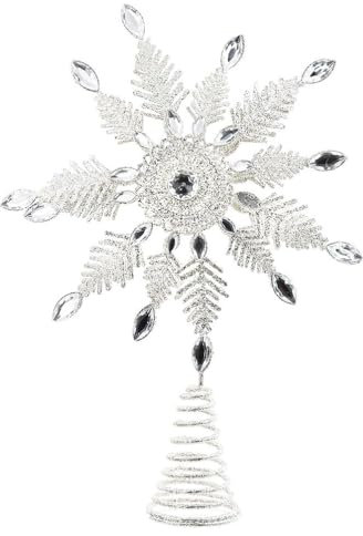 Weihnachtsbaumspitze Glitzer Schneeflocke Metall Hohl Christbaumspitze für Weihnachtsbaumspitze Dekoration