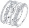 JewelryPalace Vintage Prinzessschliff Zirkonia Band Ring Damen, Hochzeitsringe Silber 925 Trauringe Eheringe für Frauen, Vorsteckring Stapelring Eternity Ring Bandring Schmal, Ringe Set Schmuck 51