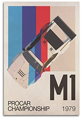 PENTAB Vintage BMW M1 E26 Supercar Poster Dekorative Malerei Leinwand Wandposter und Kunstbild Druck Moderne Familie Schlafzimmer Dekor Poster 30 x 45 cm