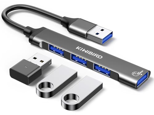 KiWiBiRD Ultra Slim USB Hub with Multi Port (1 USB 3.0, 3 USB 2.0), USB Splitter Extension Adapter for Laptop, MacBook, Desktop PC Compatible with Flash Drive Printer Keyboard Mouse Headset Gamepad