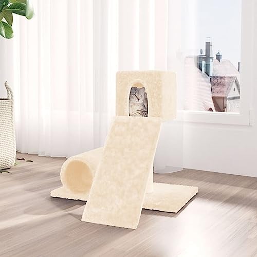 ADWOA Kratzbaum Kratztonne FüR Katzen mit Sisal-Kratzsäule Creme 59 cm Kratzbaum Stabil