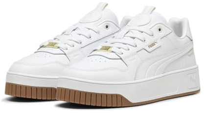 Puma Women Carina Street LUX Sneaker, Puma White-Puma White-Puma Gold, 38 EU