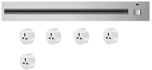 Kitchen Power Track Sockets Removable Surface Wall-Mounted Sliding Socket Multiple Tabletop Outlets,White-80cm