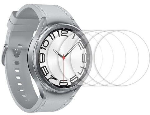 AQSQWQ 5 Pièces Protection Écran pour Samsung Galaxy Watch 6 Classic 47mm Verre Trempé, Anti-Rayures HD Verre pour Galaxy Watch 6 Protection Montre Protecteur D'écran