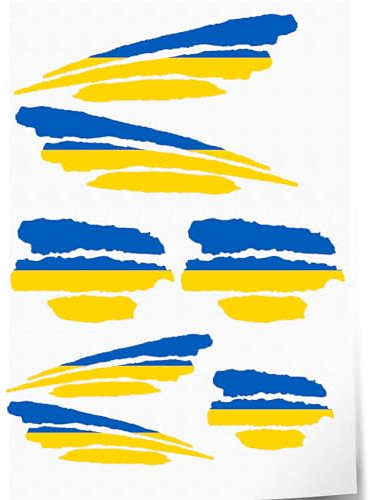 Indigos UG Aufkleber Ukraine - 7 Autoaufkleber - Flagge - Fahne mit 3 Streifen - selbstklebende Fahnen für Heckscheibe, Modellbau, Sport, Motorrad, Auto, Tuning, Fenster, Kofferraum