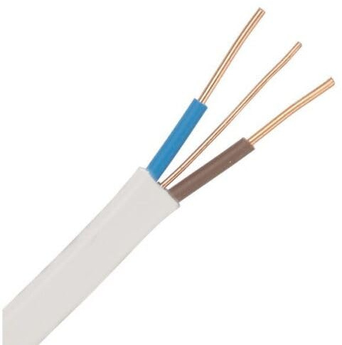 2.5mm 6242B White Twin & Earth T&E LSF Low Smoke Fume Flat Ring Main Cable (15 Metre)
