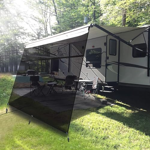 LIROPAU Vorderwand für Markise, Winddurchlässige Vorderwand für Markise, Schutz vor Sonne und Hitze, 86% View Blocker Markisen, für Wohnwagen, Campingwagen, Wohnmobil - 2.43(H) X 3.05(W)