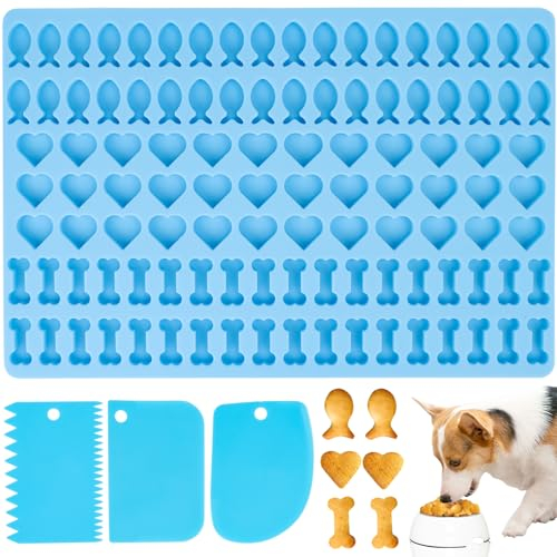 Lnjya Silikon Backmatte für Hundekekse mit 3 Spachtel, Backform für Leckerli, Bonbon und Schokoladenform, Hundefutter und Hundeleckerlies