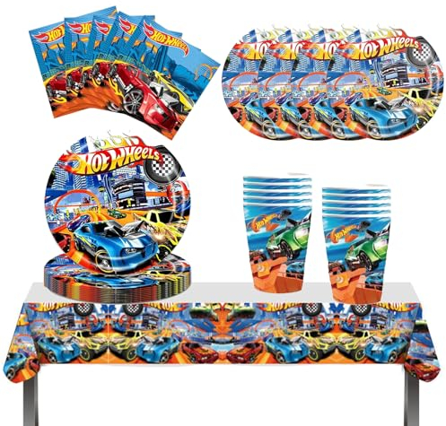 Ensemble de vaisselle de fête pour voiture de course, décoration d'anniversaire d'enfant, assiettes en carton, nappe, assiettes, tasses, serviettes, pour anniversaire d'enfant