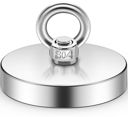 Magnete Stark, 120mm 200KG Neodym Magnete Extra Stark Magnetfischen, Groß Stark Neodym Ösenmagnet Magnethaken, Neodymium Magnet mit Senkloch-Augenschraube für Werkstatt, Teichbergung, Kreuzfahrt