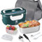 SUPERLEX 3-in-1 Electric Lunch Box 80W, 1.5L Leakproof Food Warmer for Car/Office/Travel, 12V/24V/110V/220V with Stainless Steel Container & Carry Bag