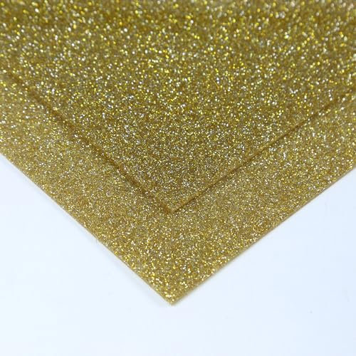 Acrylplatten, Acrylplatten, 2 Stück, goldfarbene Glitzer-Acrylplatte, 30,5 x 30,5 cm dick, 3 mm platte für Schilder, Laserschneiden, Sägen und Gravieren, Gold