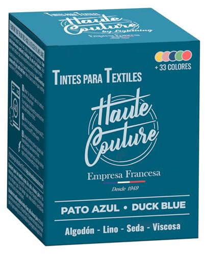 HAUTE COUTURE - Tinte para Ropa y Textil Azul - 350g - Azul Pato - Tinte Textil Todo en uno - Listo Para Teñir Ropa y Tejidos