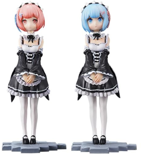 Zhongkaihua Remu/Ramu Figure Anime Re:0 Action Figure Maids outfit Model Statue Rem/Ram Figures Collectibles Desktop Decorations Gifts 17CM PVC
