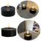 LS-LebenStil Real Flame 3D 2x Teelichter Ribe Schwarz 6,8cm Deluxe Echtwachs Wachsspiegel flackernde Kerzen