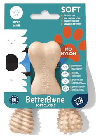 BetterBone - Hundespielzeug zum Kauen - Mini Soft Beef - Kauknochen Hund Nylon- & GMO-frei auf Zellulosebasis - Kauspielzeug weich mit leckerem Rindfleischgeschmack - Kauholz Splitterfrei & nachhaltig