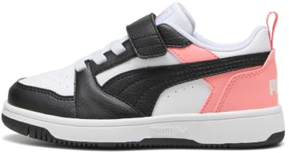 PUMA Kinder Rebound V6 Lo Sneakers 35, White Black Pink Fruit