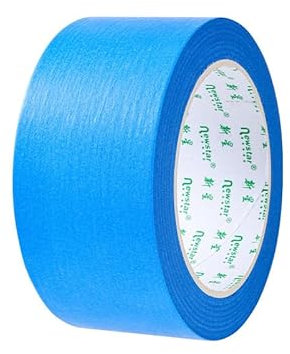 JRSHIRLEYLTD 2 rotoli di nastro adesivo di carta 48 mm x 50 m, colore blu con 1 rotolo da 10 mm x 20 m, nastro di carta crespa per pittura, decorazione, manifesti