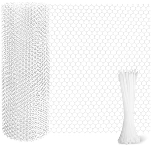 Chicken Wire Mesh Roll Plastic Mesh Fencing Chicken Wire Reusable Strong Wire Fencing Poultry Breeding Netting Garden Balcony Mesh Fencing For Home Decorate And Gardening (White, 3m)