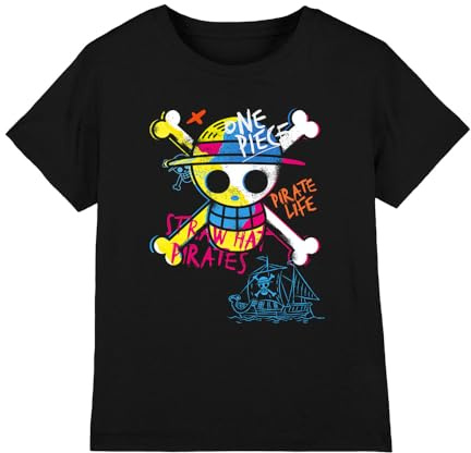 Netflix Boy's One Piece Jolly Roger Graffiti Kids T Shirt T-Shirt (Pack of 1)