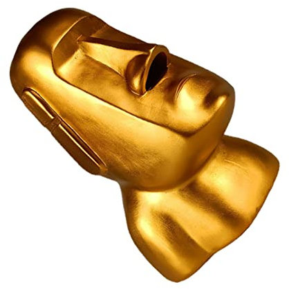 LAPYAPPE Goldfarbene Moai Statue Taschentuchbox Aus Resin Dekorativer Kosmetiktuchhalter Mit Künstlerischem Design Stabile Papierspenderbox Als Originelle Wohnraumdekoration Als Geschenk