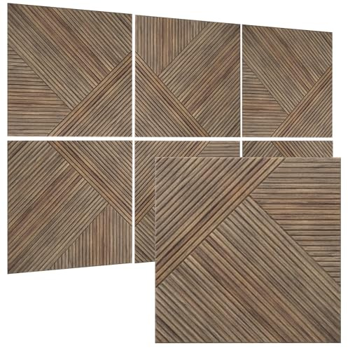 TO-TH Acoustic Panels Self-Adhesive Sound Proof Panel 6Pack, Natural Walnut | Peel and Stick Wall Panels, Reduce Echo&Noise, 100%Polyester Fiber, 23.6x23.6, Decorative Wood Look Panel for Office&Studio
