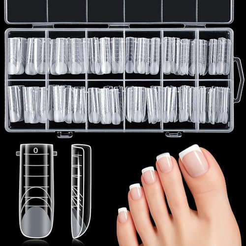 Kiiwah 120 Pièces Polygel Ongle Pied, Capsule avec Lignes Graduées Résistant Faux pour Pieds Popit Ongle pour les Amateurs d'Ongles, les Débutants en Manucure et les Salons de Nail Art