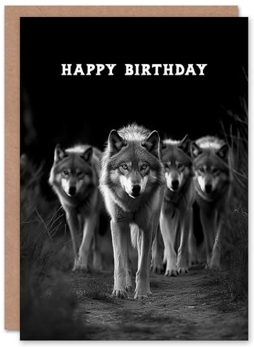 Artery8 Happy Birthday Wolf Pack Animal Photograph Birthday Card