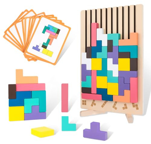 Wooden Blocks Puzzle Holzspiel - Quiet Holzpuzzle Indoor Spiel, Outdoor Blöcke Smart Games, Sensory Play des Jahres, Memory Für Senioren, Demenz BeschäFtigung, IQ Toys Für Kinder