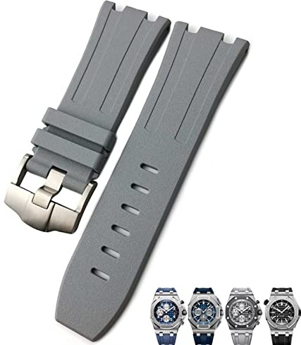 XIRIXX Weiches FKM-Fluorkautschuk-Armband, 28 mm, für AP-Armband, Audemars Piguet ROYAL OAK OFFSHORE, wasserdichtes Sportuhrenarmband für Tauchen(Gray)