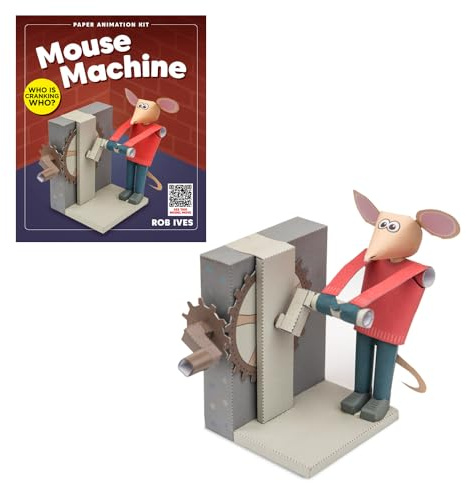 Go On Make Me Mouse Machine Paper Animation Kit – Rob Ives DIY Papercraft Mouse Model with Crank-Driven Mechanism – STEM Craft Toy – Mechanical Paper Model for Kids & Adults – Quirky Creative Gift