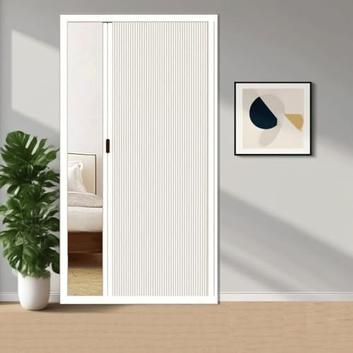 Porte coulissante intérieure pliante accordéon avec cadre en aluminium et quincaillerie – Barrière de séparation étanche pour chambre à coucher, placard, salle de bain (H 220 cm l 83 cm) – Facile à